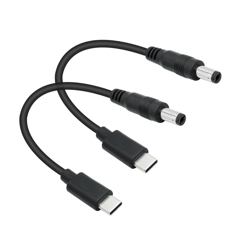 2 PCS Short DC 5.5×2.1mm to USB C Power Cord 6 Inch 5V 3A Charging Extension