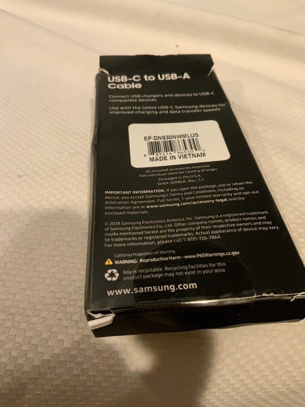 Samsung USB-C to USB-A Charging Data Cable, Style# EP-DN930NWMLUS, White 1-Pack gallery