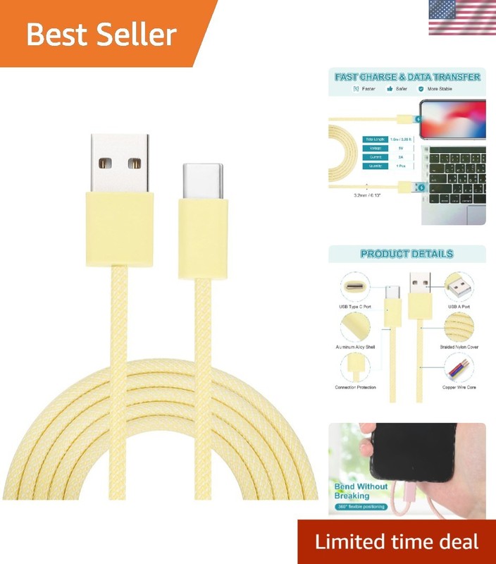 3.28ft USB Type C Charger Cable – Durable Braided Design for Multiple Devices