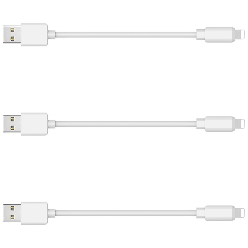 3PK 10 Inch Short USB-C Cord USB-A To USB-C 3A Charging Cable White Fast Chrg