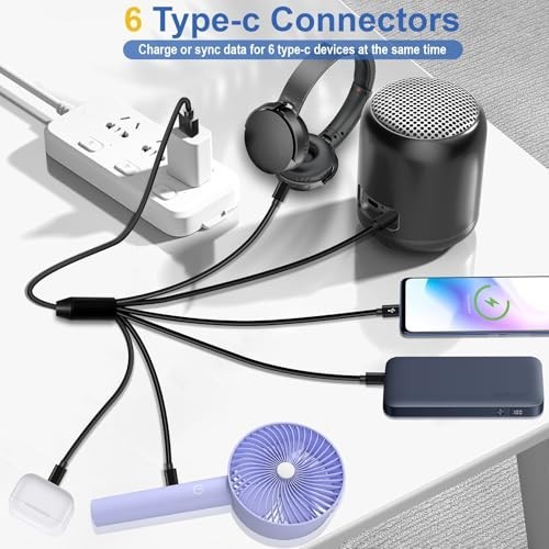 20Inch Multi USB C Splitter Cable TypeC Charger Cord 1 in 6 Out 5A Fast Charg... gallery