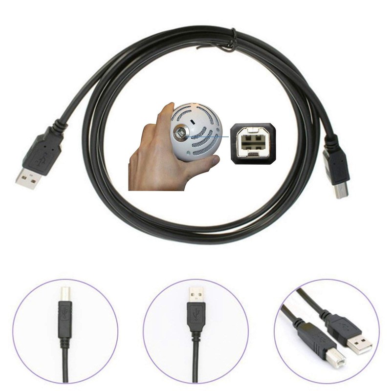 Blue Snowball MIC Microphone Replacement USB-A to USB-B 2.0 Cable - Power Cor... gallery
