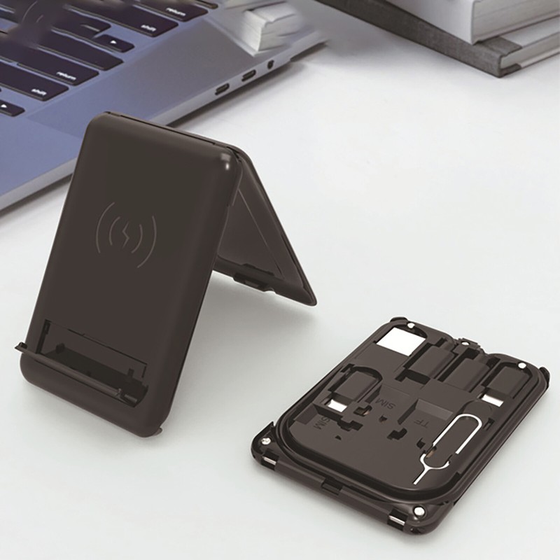 15W Multi-Function Data Cable Storage Card Case Box Universal Wireless Charger