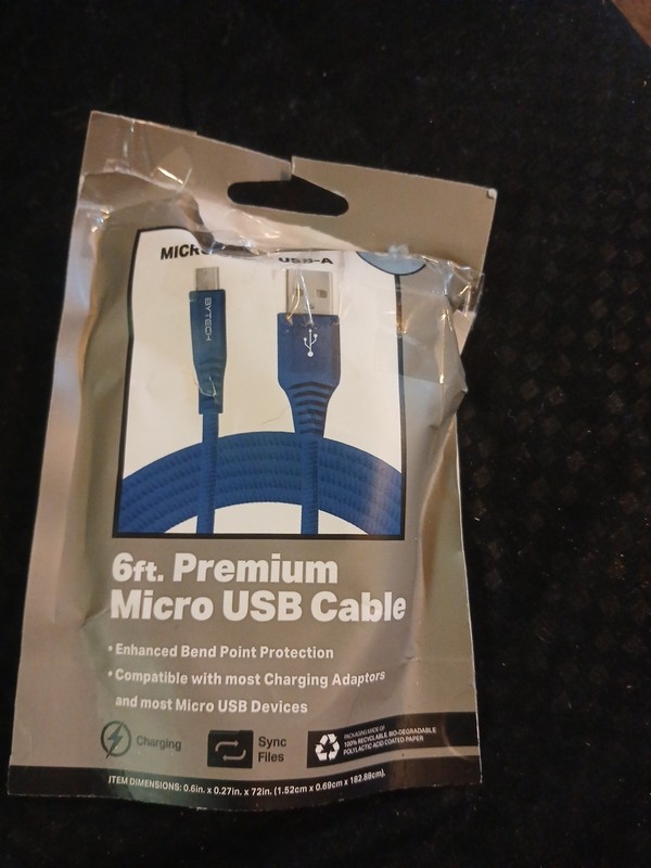 Bytech 6ft Micro-USB to USB-A Braided Nylon Fabric Sync & Charge Cable Blue