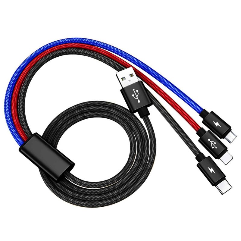 10ft 3in1 Multi Charging Cable Type C Micro USB Phone Port Braided Cord