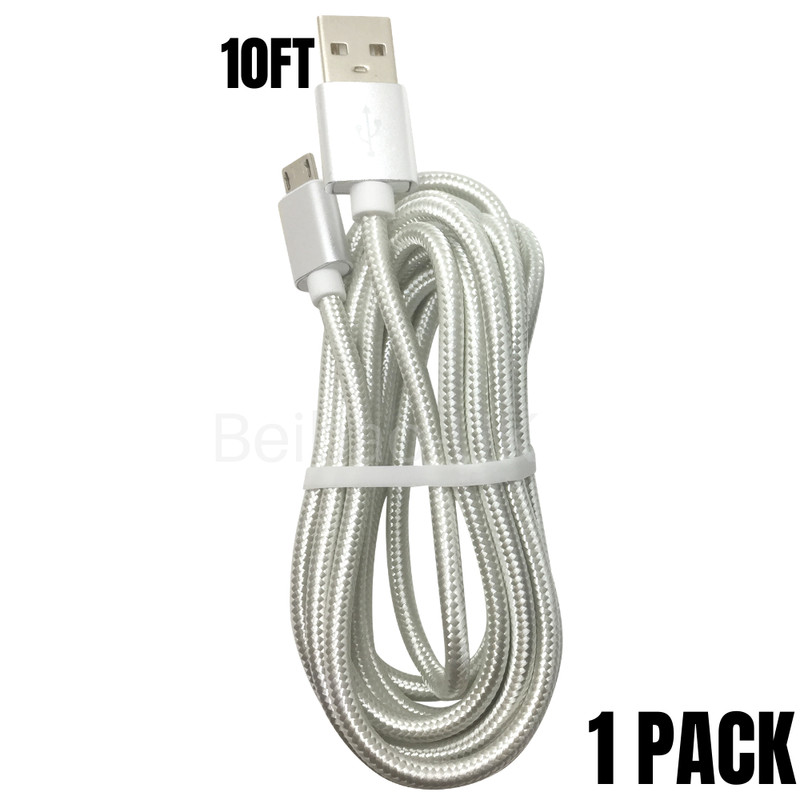 10FT Braided Micro USB Charger Cable Data Charger Cord For Android Samsung LG