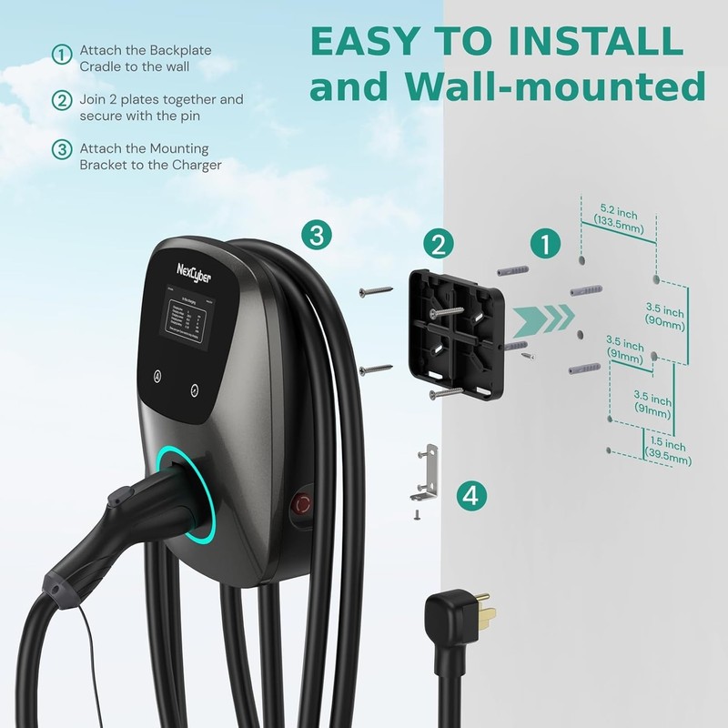Level 2 EV Charger Station 48 Amp 25ft Cable NEMA 14-50 Plug J1772 Connector gallery