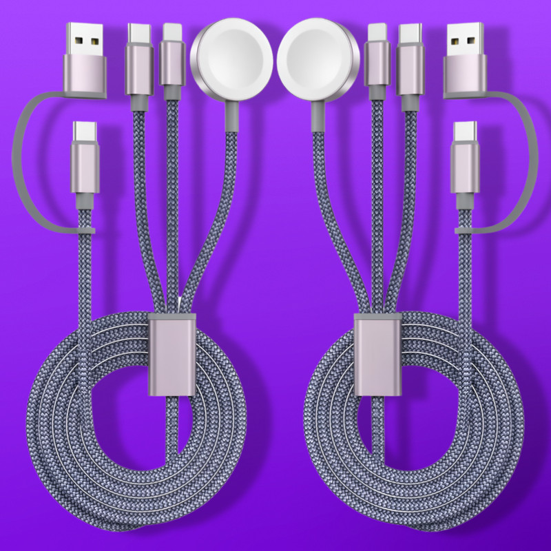 2-Pack Upgraded 3-in-2 USB C Cable for Apple Watch iPhone Fast Charging 4ft