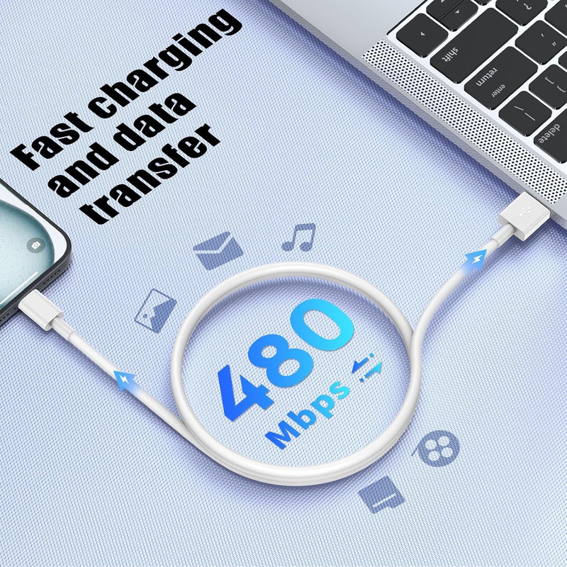 2Pack 3ft Car Carplay Cable for Apple iPhone 17 Pro Max/17 Air/16 3FT, White gallery