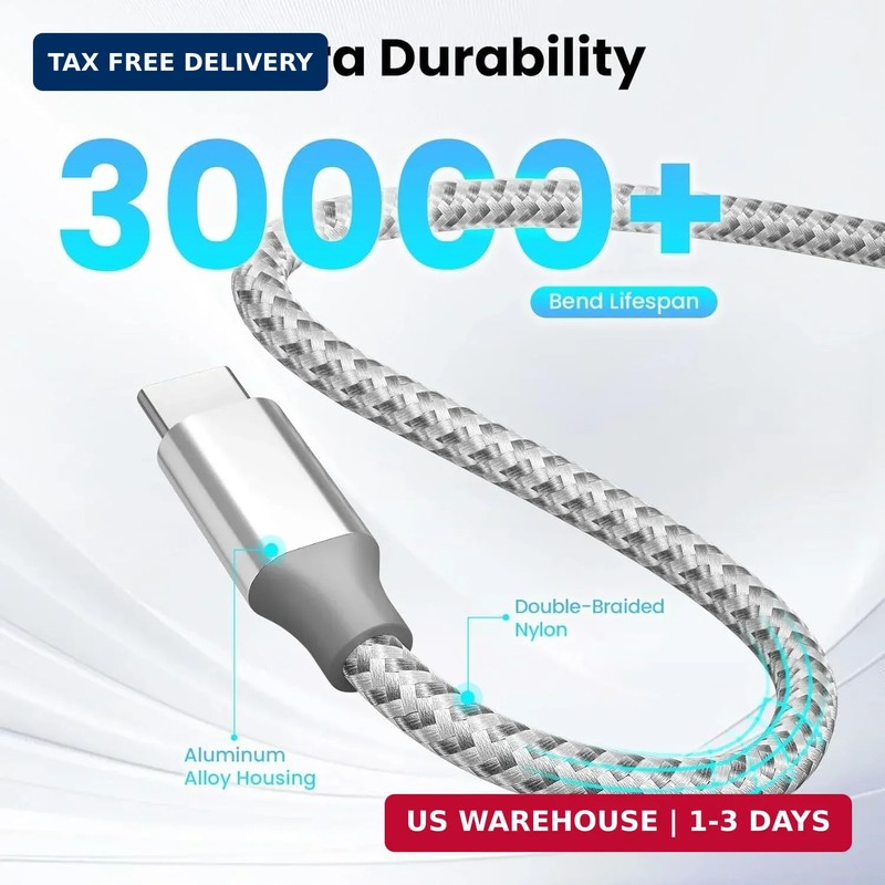 KYEHD USB C Cable，3 Pack 10FT 60W Fast Charging USB C to USB C Cable, Durable Ty gallery