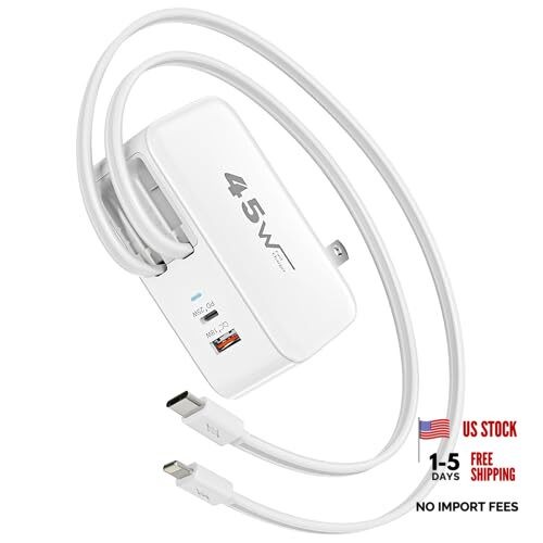 Retractable iPhone Charger Fast Charging,4 in 1 Retractable Wall Charger 45W