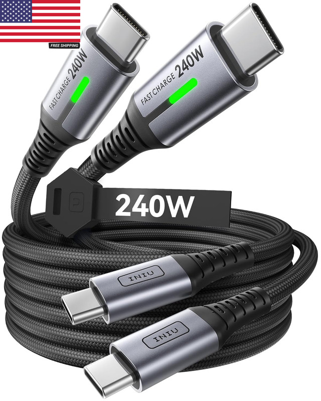USB C to USB C Cable, 240W Fast Charging Type C Charger Cord, Braided USBC Cable