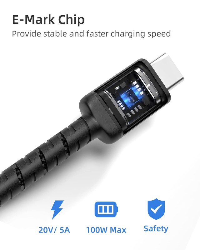 2 Pack 100W Fast Charging USB C to C Cable 6.6ft Type C Charger Cord Black gallery