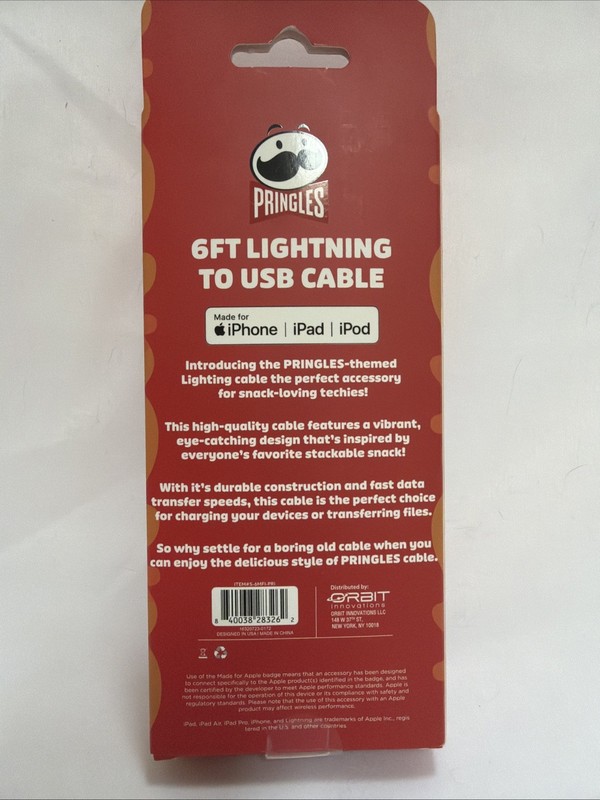 NEW Pringles Potato Chips 6ft Power Charging Cable for iPhone/iPad/iPod gallery