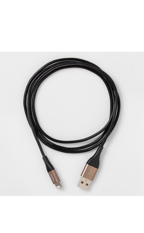 4' Lightning to USB-A Round Cable - heyday™ MFI- certified (Black/Gold)