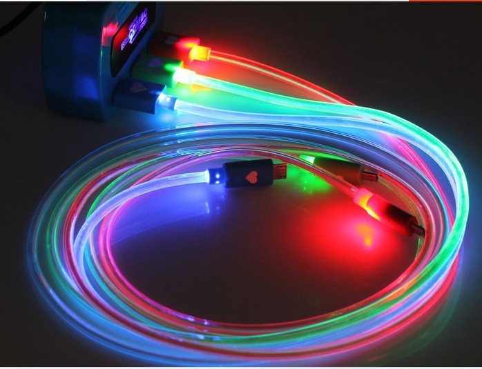 3FT LED GLOW LIGHT-UP data sync charger cable FOR apple samsung htc lg micro USB