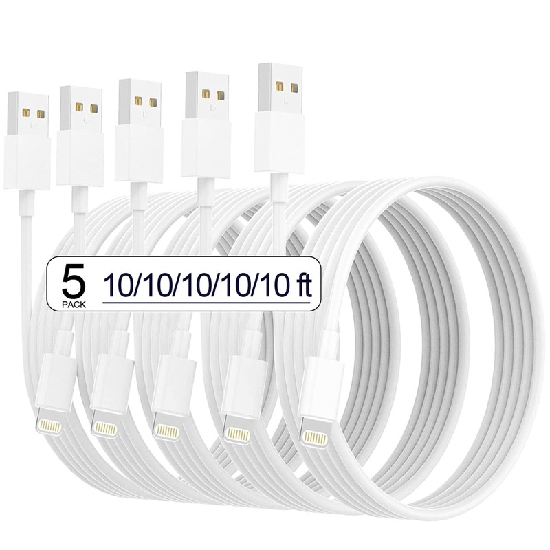 iPhone Charger [Apple MFi Certified] 5pack 10FT Long Lightning Cable Fast Cha…