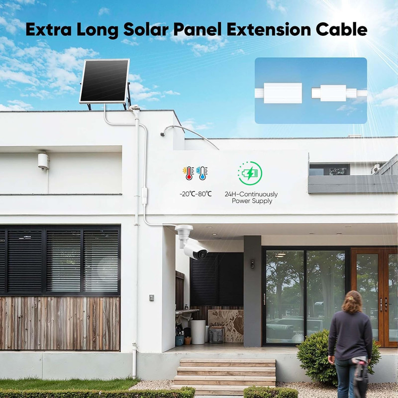 25FT USB C Extension Cable for Ring Solar Panel, White Waterproof USBC Male to F gallery