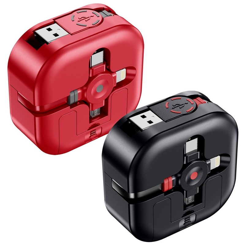 2 Pack Multi Chargers for All Devices 3 in 1 Retractable Car Cable Fast Charging