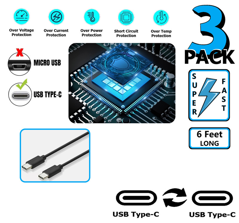 3 Pack USB C 6ft Fast Charge Cable Adapter Cord For iPad iPhone 15 16 17 Pro MAX gallery