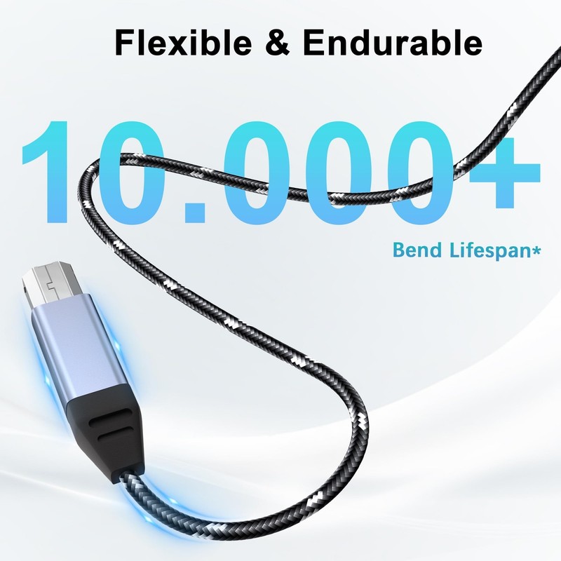 Printer Cable,USB &USB-A to USB-B Cable，High Speed Nylon Braided Scanner Prin... gallery