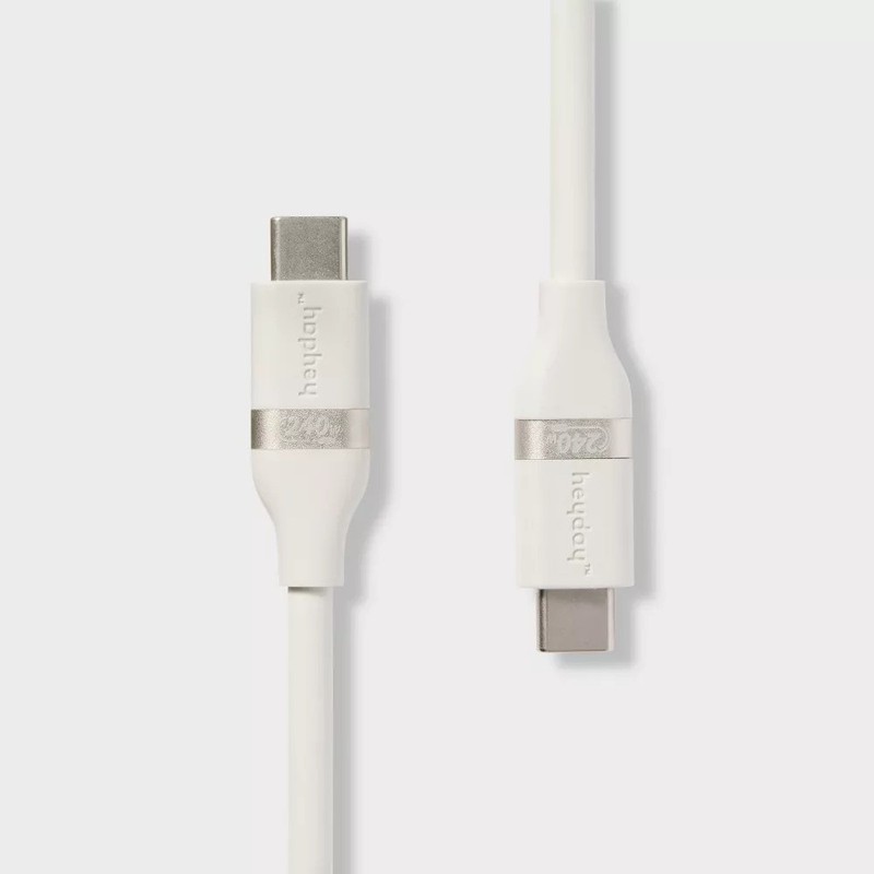 heyday White 6′ USB-C to USB-C Fast Charging Silicone Cable New