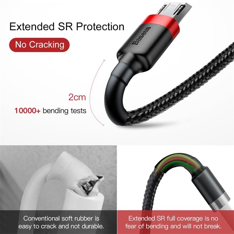 Baseus REVERSIBLE Micro USB Cable MicroUSB Cord android FAST Charging chargeur gallery