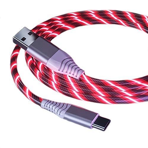 Fast Charging Flowing LED USB-A to USB-C Cable Light Up For iphone Samsung 3.3ft