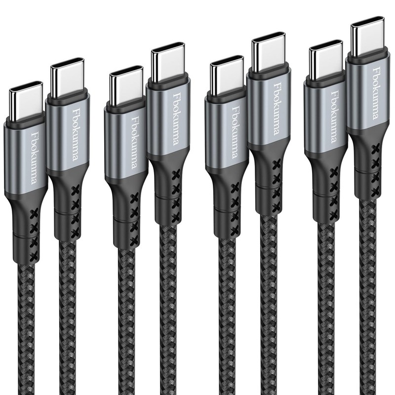 1.5ft USB C to USB C Cable, 4-Pack 60W USBC to USBC Cord, Type C to C Charger