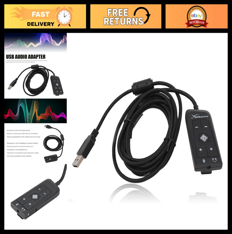 USB to 3.5mm Audio Adapter Sound Card for PS5, Xbox Series X/S, PC Gaming