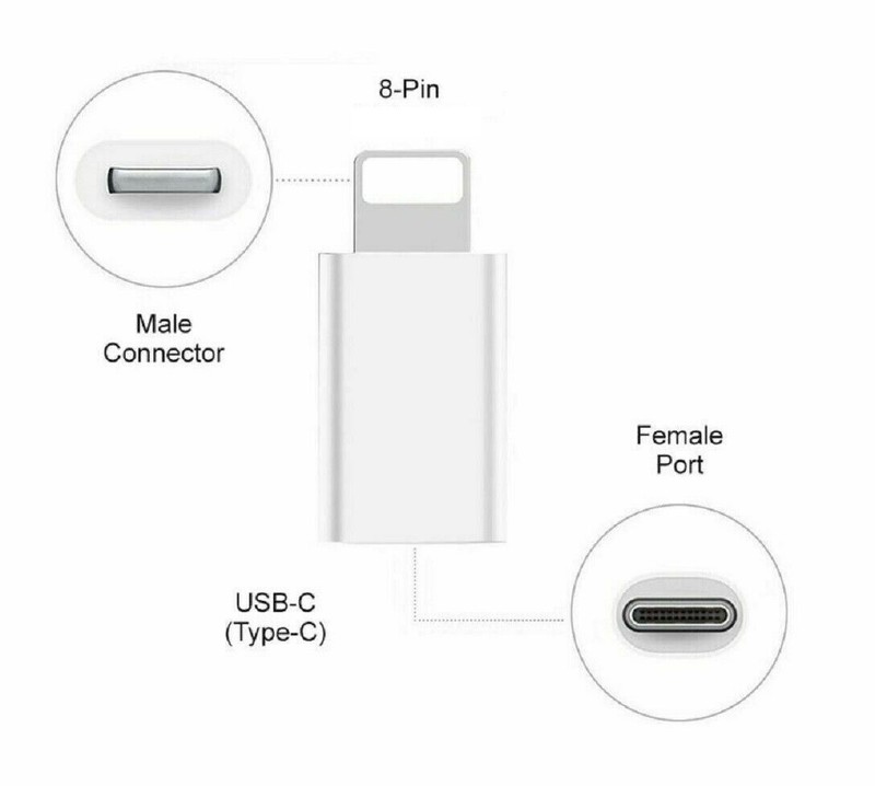 LOT Type C to 8 Pin Adapter Charger Connector Converter Data Sync White NEW gallery
