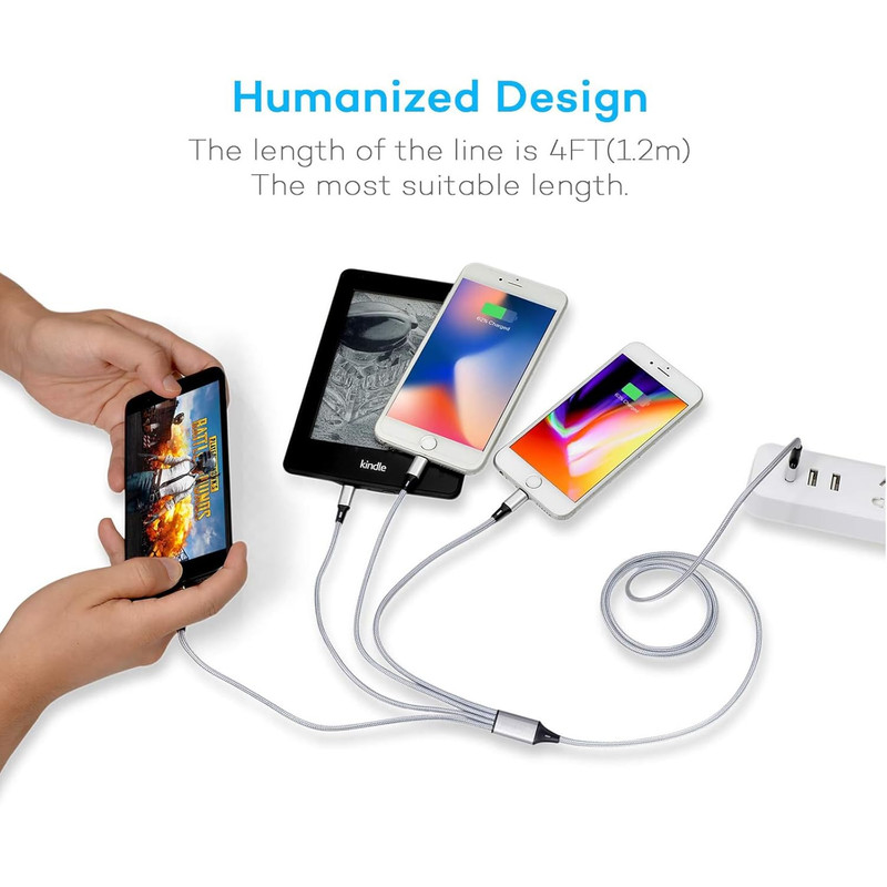 Multi Charging Cable, USB Cable 3A 4FT Nylon Braided Universal 4In1 Charger Adap gallery