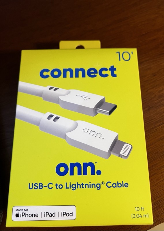 Connect Onn 10’ USB-c to Lighting Cable