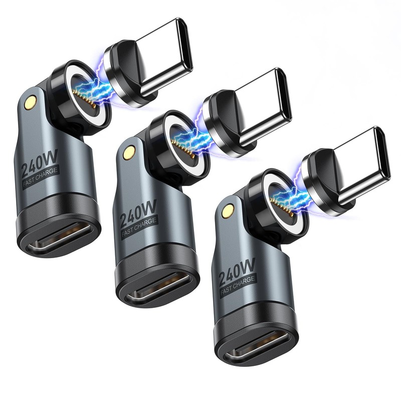 USB C Magnetic Adapter 240W 3-Pack, 90° Right Angle Connector for iPhone & Samsu gallery