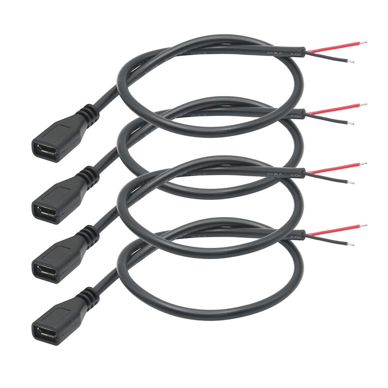 Short Micro USB Female 2 Pin Bare Wire,30Cm/11.8In Micro USB to Open End Pigtail gallery