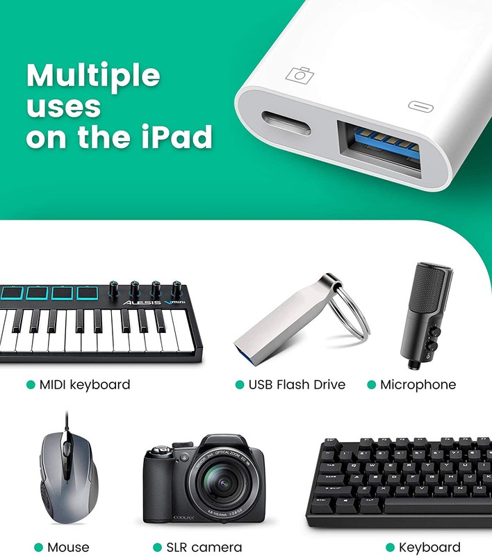 [Plug&Play] Portable USB Camera Adapter for iPhone 13 12 11 OTG w/Charging Port gallery