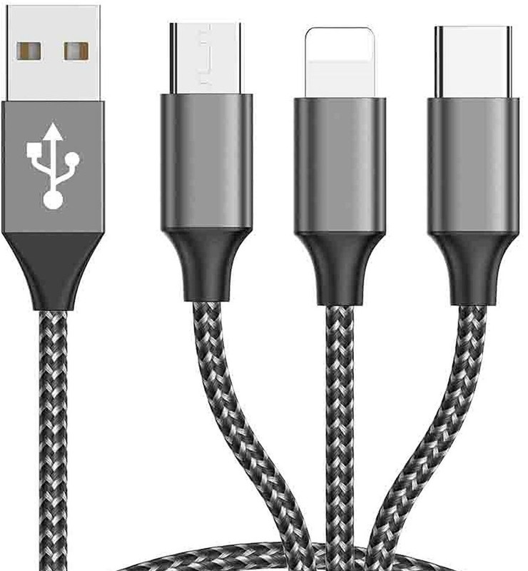 10 x EWANTO 1.2m 3 in 1 adapter cable USB-C (m), micro USB and for iOS for Apple