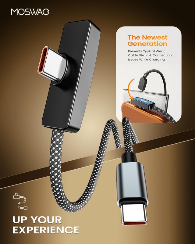 90 Degree USB to Cable 60W 2Pack 6.6ft Fast Charging Right Angle gallery