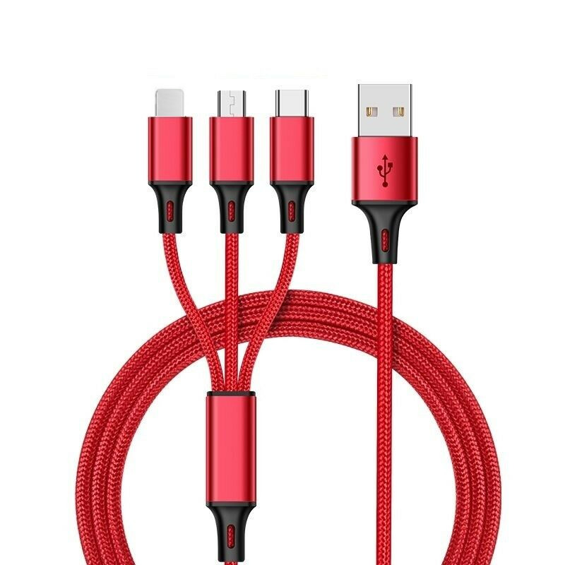 10PACK 3 in1 Charger 3A Universal Fast Charging Cable For iPhone USB-C Micro USB