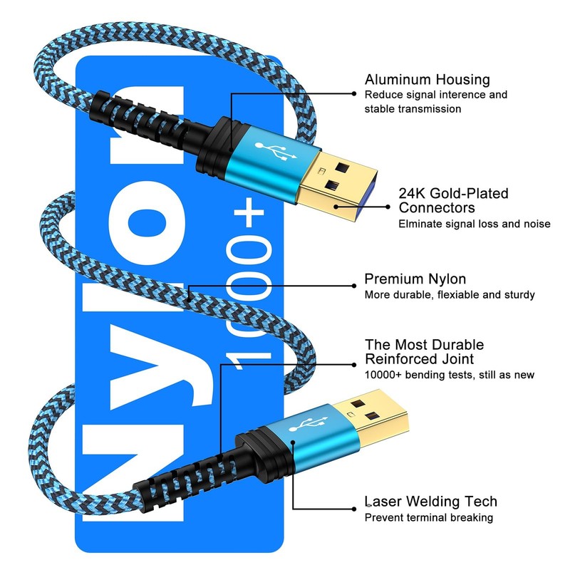 USB To USB Cable 6ft 2 PCS Type A To A Double Sided USB 3.0 Data Transfer Pro gallery