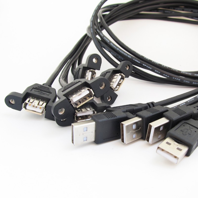40pcs 1M/3.3FT USB 2.0 A Male to A Female Panel Mount Screw Hole Extension Cable gallery