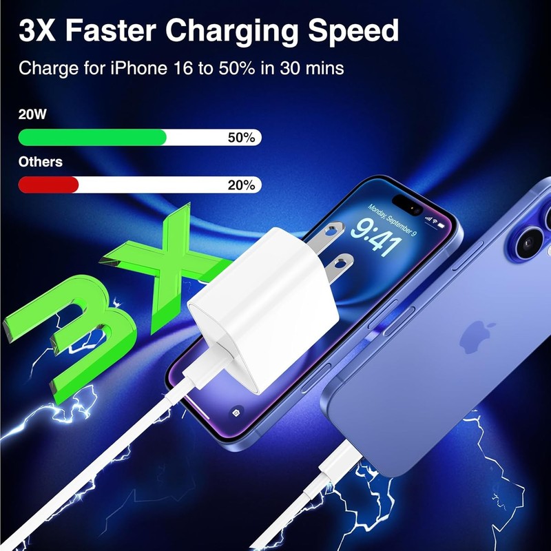 PD 20W Fast Wall Charger USB-C to USB-C Cable For iPhone 17 16 ProMax 15 Samsung gallery