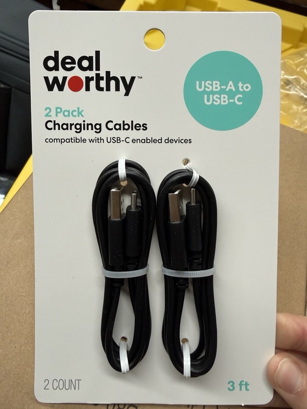 Dealworthy 3ft USB-A to USB-C 2-pack of charging cables