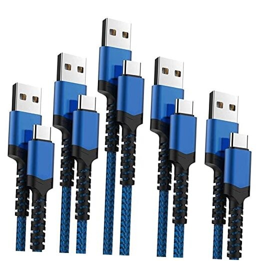 USB Type C Cable 5Pack (3/3/6/6/10FT) Nylon Braided USB C Cable Fast Charger