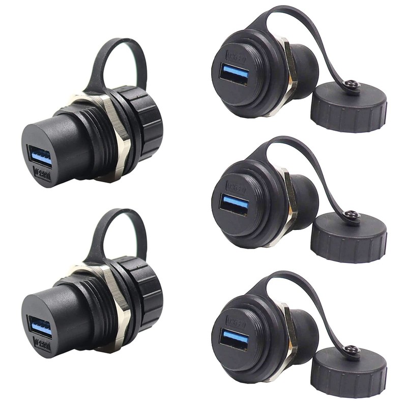 5PCS USB3.0 Waterproof Connector,Industrial Panel Mount Bulkhead,Female to Fe…