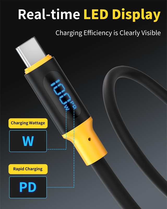 100W USB to USB Cable 6.6FT, USBC to USBC Cable with Display Fast Charging Co... gallery