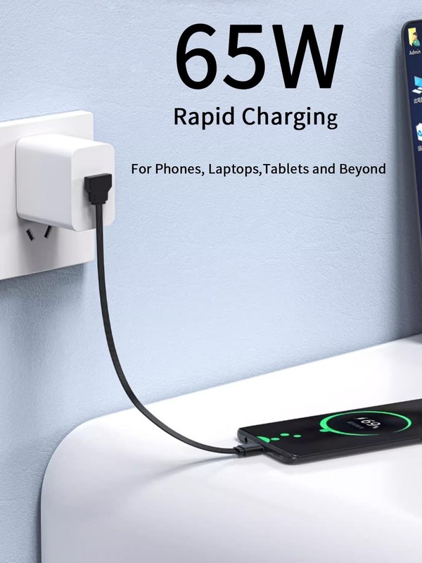 2PCS 90 Degree USB A to USB C Cable,Right Angle Type-c Fast Charging Cord 66W... gallery