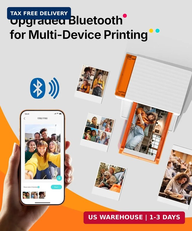 M110 Bluetooth Photo Printer 80 Sheets Thermal Dye Sublimation 4x6 3" Paper Set gallery