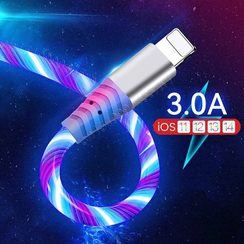 2,m,flow,usb,date Cable For IPhone 141312 Pro Max 11 X8,876,Luminous 3A Fast…