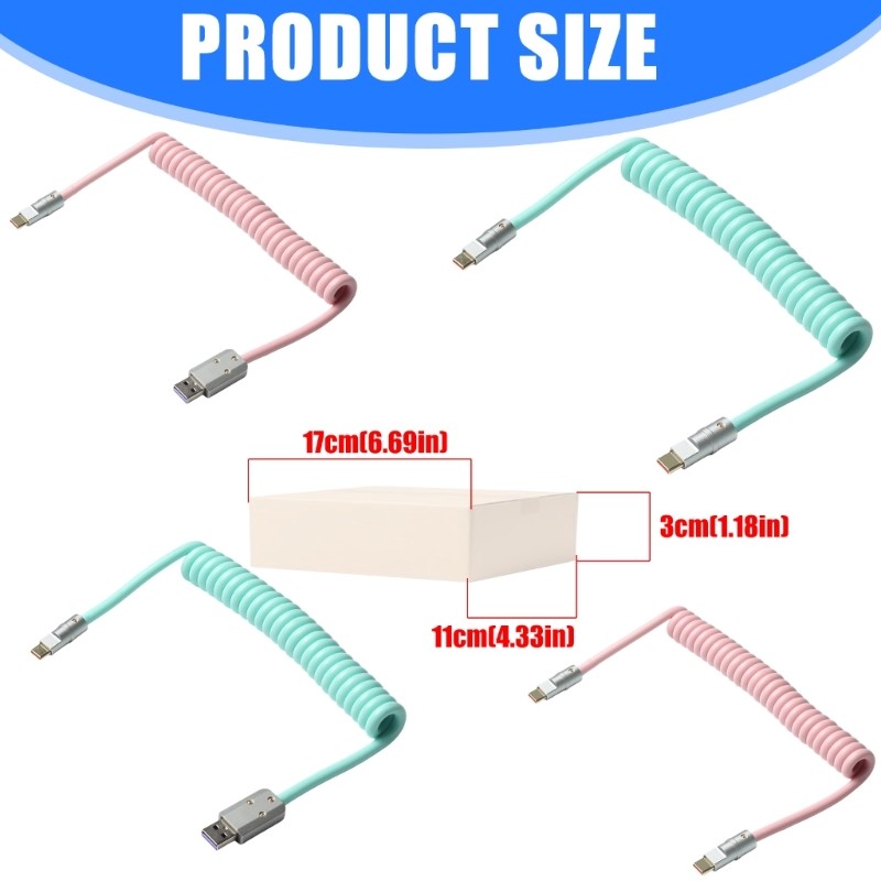 Flexible 100W USB C Charging Wire Spring Coil Design Fast Speed Power Delivery gallery